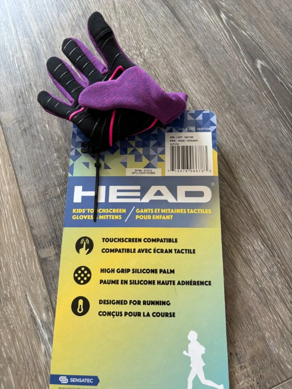 Head Sensatec Kids Touchscreen Gloves Silicone Palm Purple Small 4-6